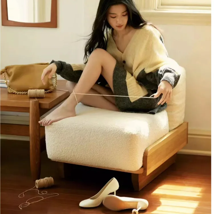 杨幂同款鞋异形跟方头高跟鞋2025春新款细跟单鞋女白色欧美走秀款