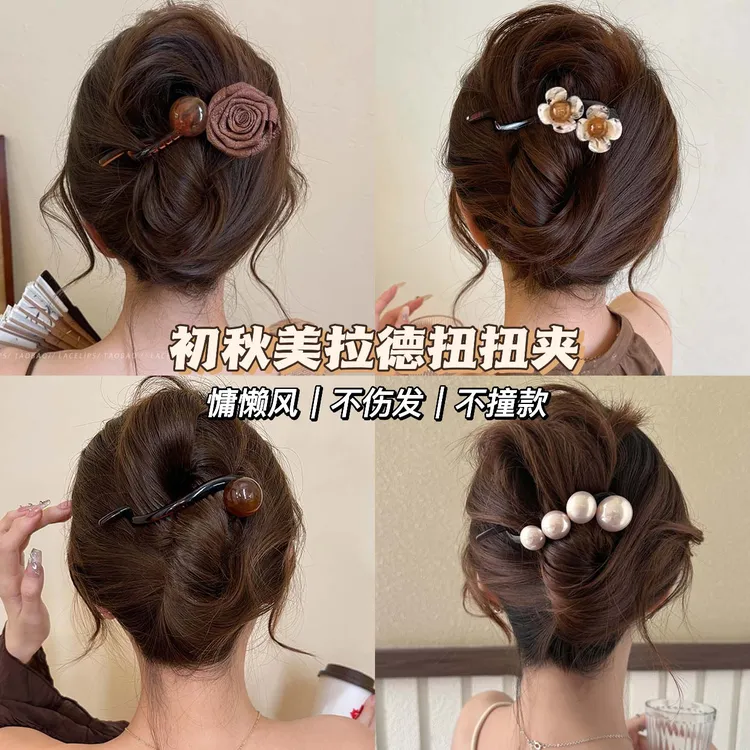 复古大气一字抓夹女2025新款高级感扭扭发夹后脑勺鲨鱼夹盘发碎发