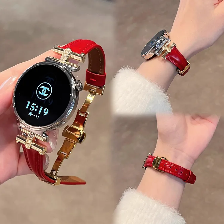 适用华为皮质凯旋门镶钻高级感手表表带watch45GT6GT5proGT4GT3女