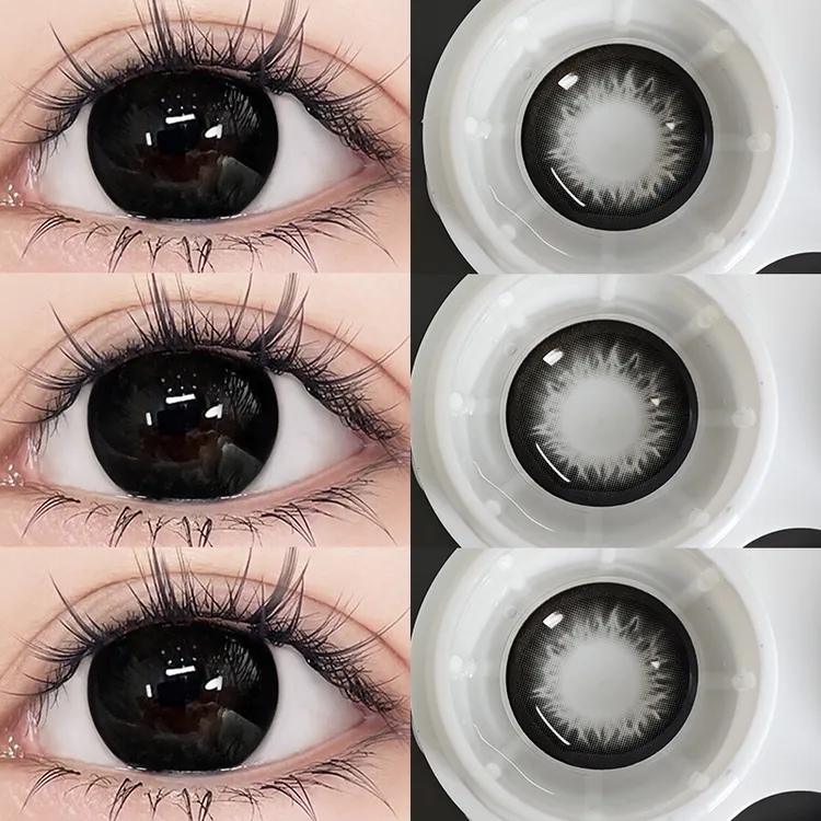 OVOLOOK黑不溜秋半年抛14.5mm大直径黑色美瞳女隐形眼镜黑纱舞者