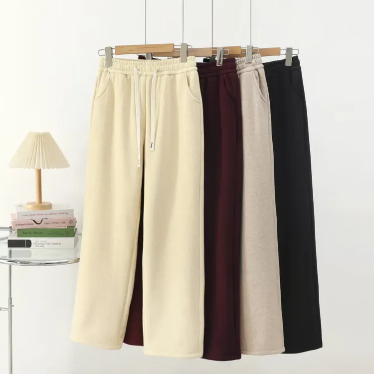 冬季糯米裤女士加绒高腰显瘦百搭时尚直筒糯米裤