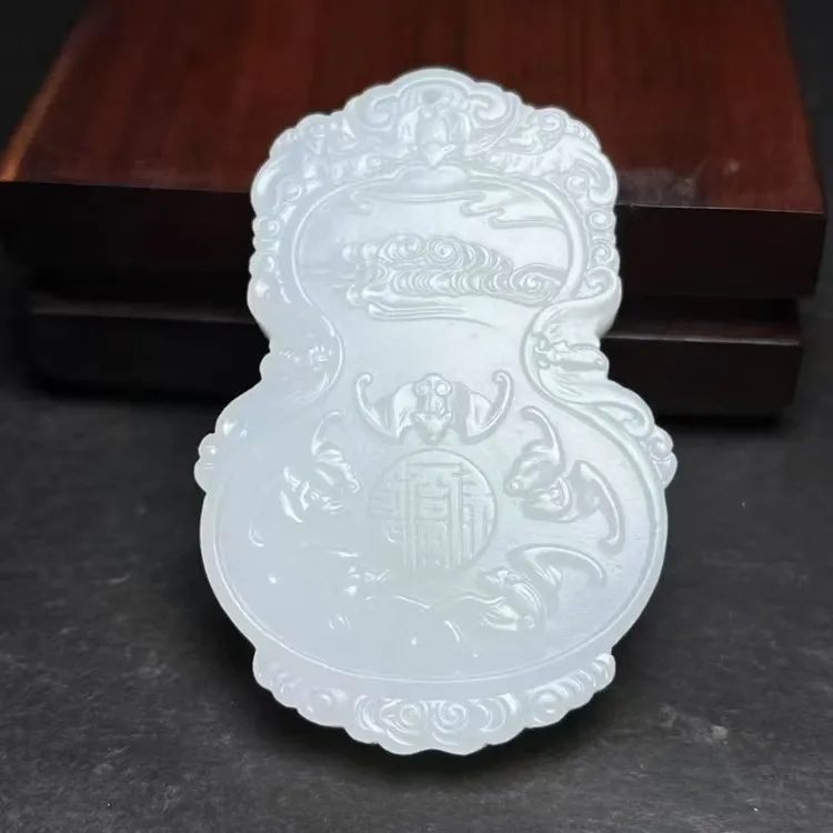和田玉福寿如意玉佩尺寸41×60x7mm重34克