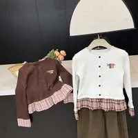 leomama女童拼接长袖T恤2025秋季新款女孩上衣儿童内搭打底衫
