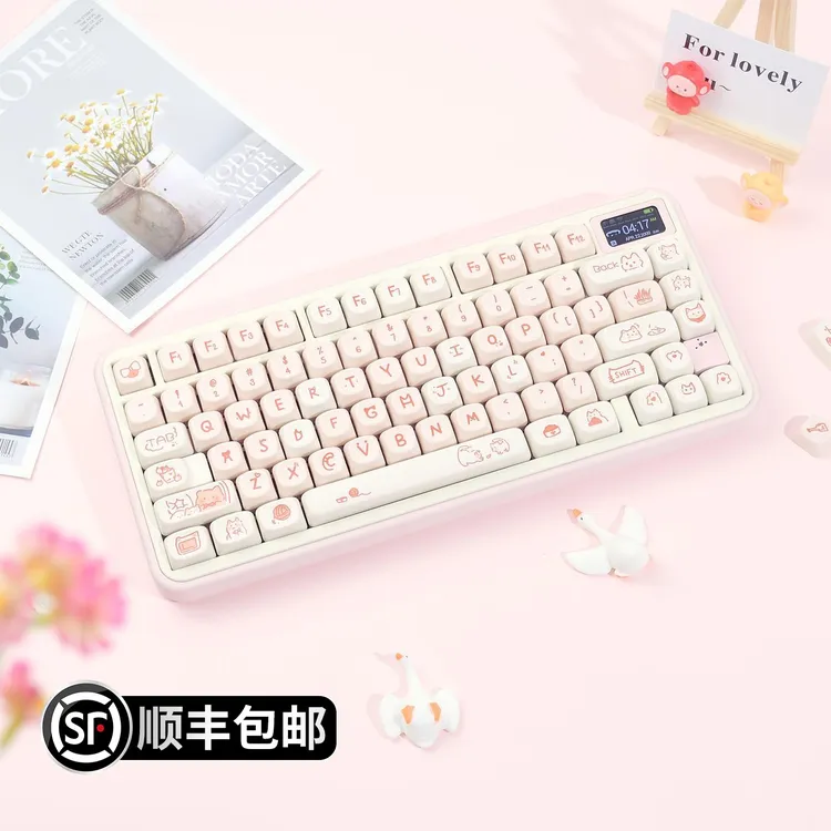 粉喵喵键帽PBT个性可爱高颜值MOA适配机械键盘Hi75/87/98/104键帽