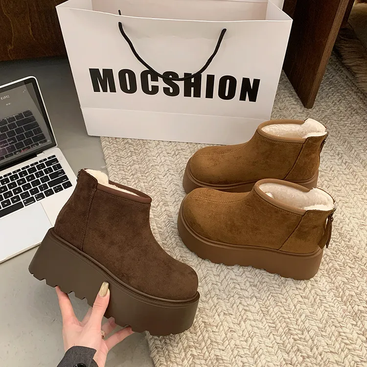 东北复古防滑厚底勃肯雪地靴女2025新款冬季加绒加厚保暖增高棉鞋