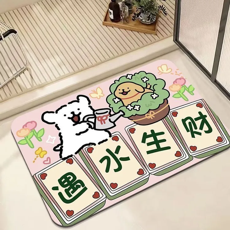 卡通硅藻泥浴室吸水地垫卫生间洗手间速干吸水防滑家用耐脏阳台yj