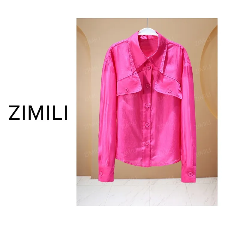 【亮哥女装】2025凉感玫红色时尚防晒衬衫9393