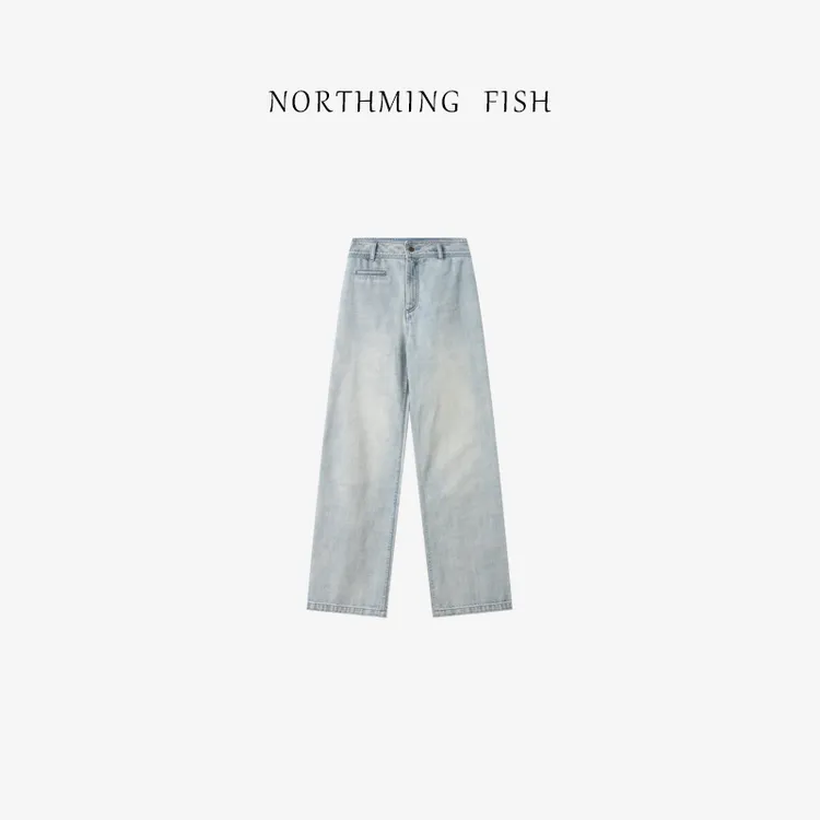 NorthMing fish「玻璃海」干净时髦 复古水洗小设计休闲牛仔裤