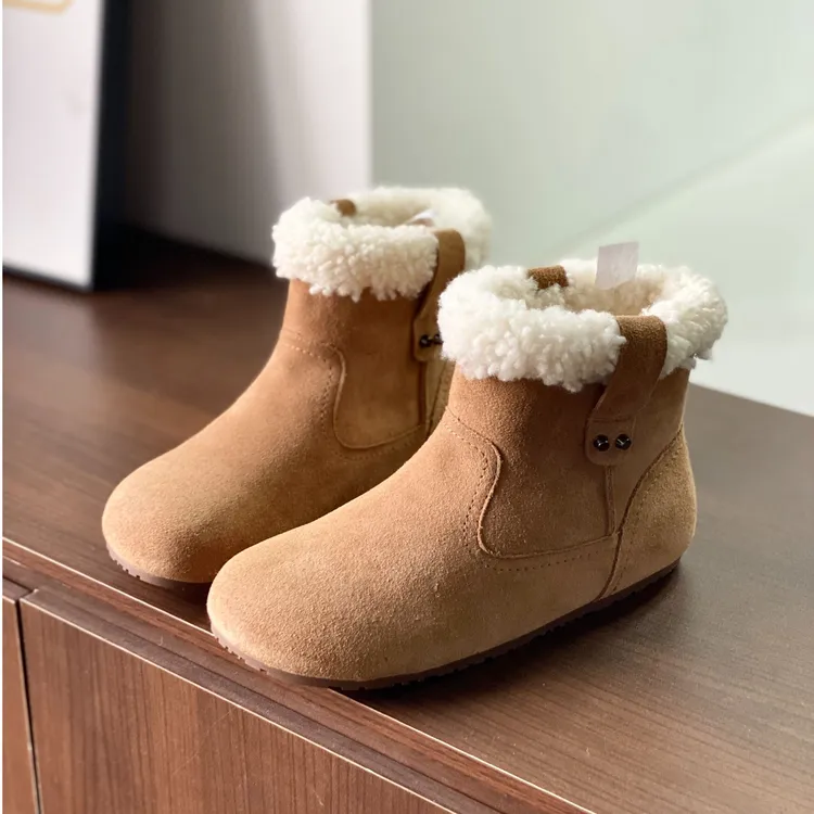 女款牛皮雪地靴25年新款加厚加绒羊毛保暖真皮软底舒适DN6628-1