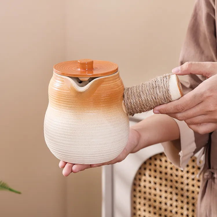 大容量罐罐茶壶烤奶罐户外围炉煮茶家用可明火陶瓷茶壶干烧侧把壶
