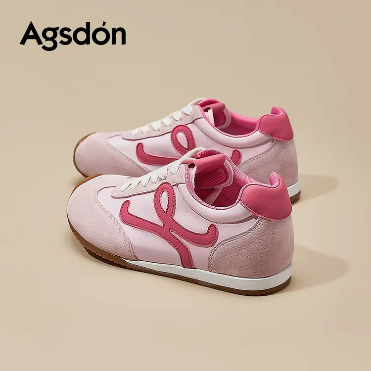 奥古狮登树莓粉芭蕾德训鞋女2025新款秋季复古内增高运动阿甘鞋xx