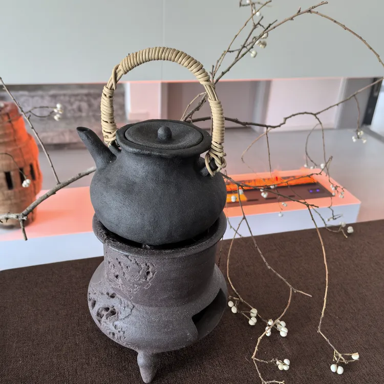 纯手工朴陶藤韵提梁壶-宜兴紫砂泥直火(450ML)