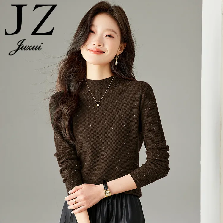JUZUI玖姿正品清仓折扣女装时尚百搭针织衫显瘦通勤亮片打底上衣