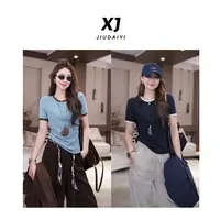玖黛衣【秋日小衫】新款百搭显瘦纯色休闲时尚T恤 TXJ42173