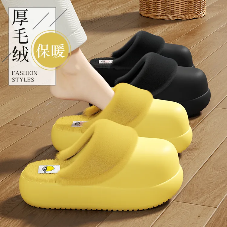 情侣可拆卸防水棉拖鞋女士冬季2025新款居家加绒保暖外穿厚底棉拖