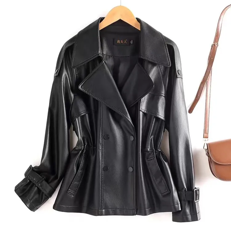 秋冬新款2025海宁皮衣女绵羊皮时尚百搭收腰显瘦皮夹克外套Y-307#