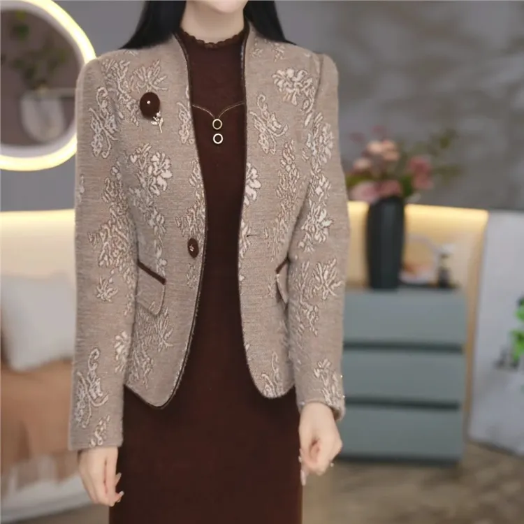 花色时尚简约中式复古套装2025秋冬季新款气质高贵优雅两件套裙子