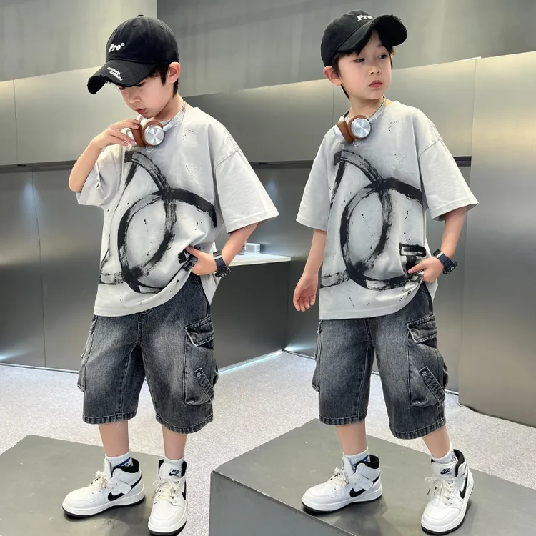 男童夏装套装2025新款夏款中大儿童装夏季男孩短袖痞帅气时髦潮酷