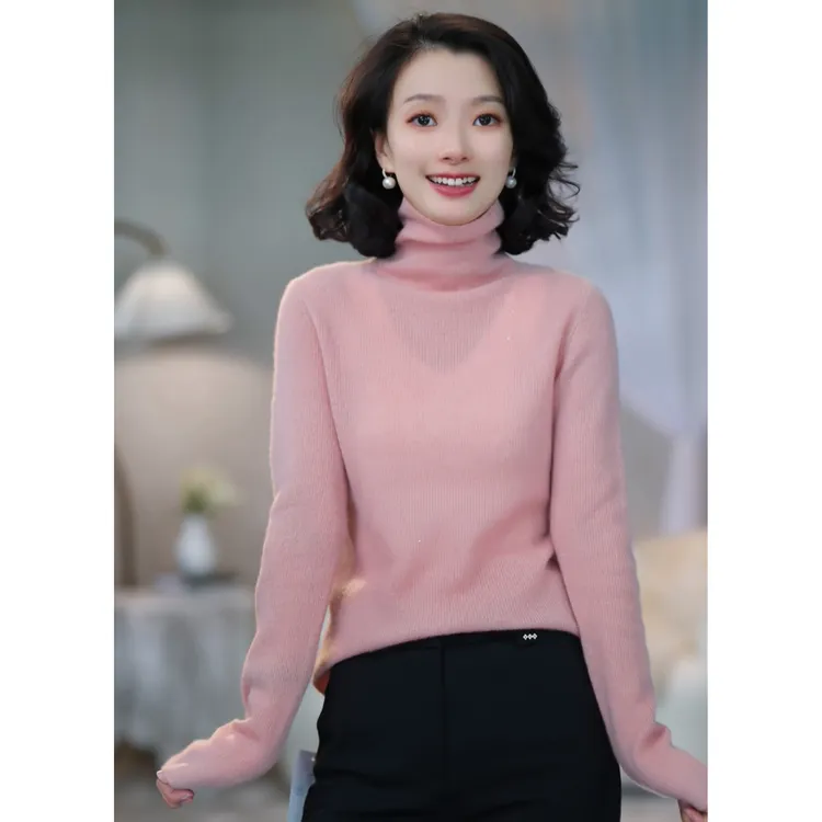 西子/【拂晓】100山羊绒珠片纱百搭极简高领针织衫/MSYF0399