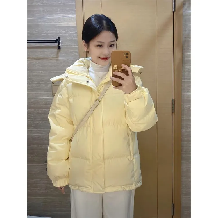 复古奶黄色服女2025冬季新款小个子短款小冬季小个子短款棉服