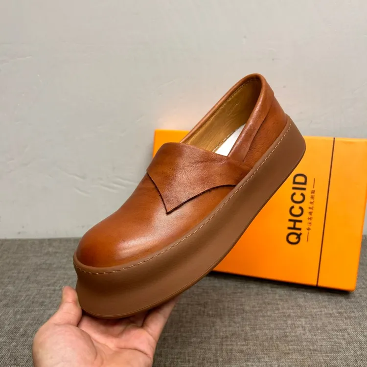 欧洲站男鞋25秋冬新款一脚蹬鞋男真皮时尚休闲鞋男透气潮鞋男板鞋