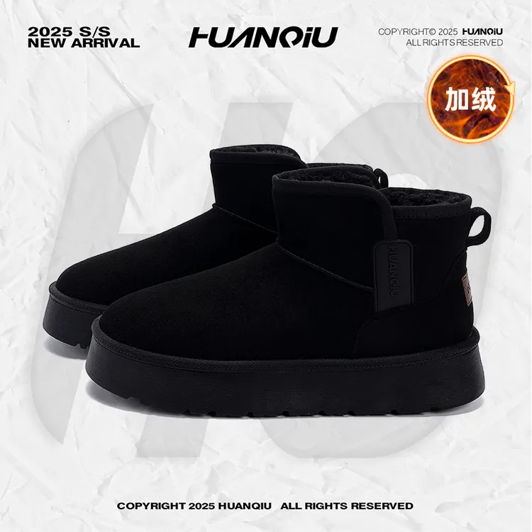 环球户外加绒雪地靴男女款2025冬季新款爆款通勤防寒保暖大棉鞋子