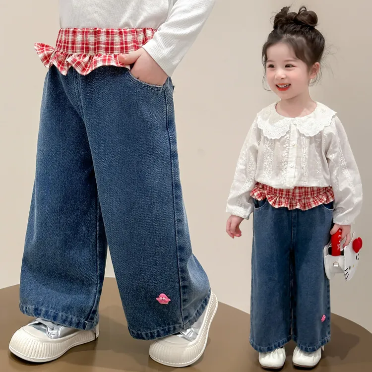 女童牛仔裤秋季2025新款韩版洋气阔腿裤子宝宝时尚春秋儿童长裤潮