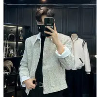 YIHANG 26新品【秋冬限定】轻奢定制粗花呢拼接衬衫小香夹克男7282