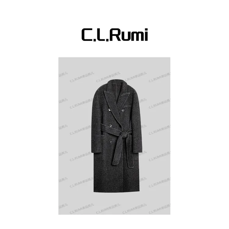 【Rumi精选】“镇柜大衣”轻奢夹花秋冬经典中长款毛呢外套6251wt