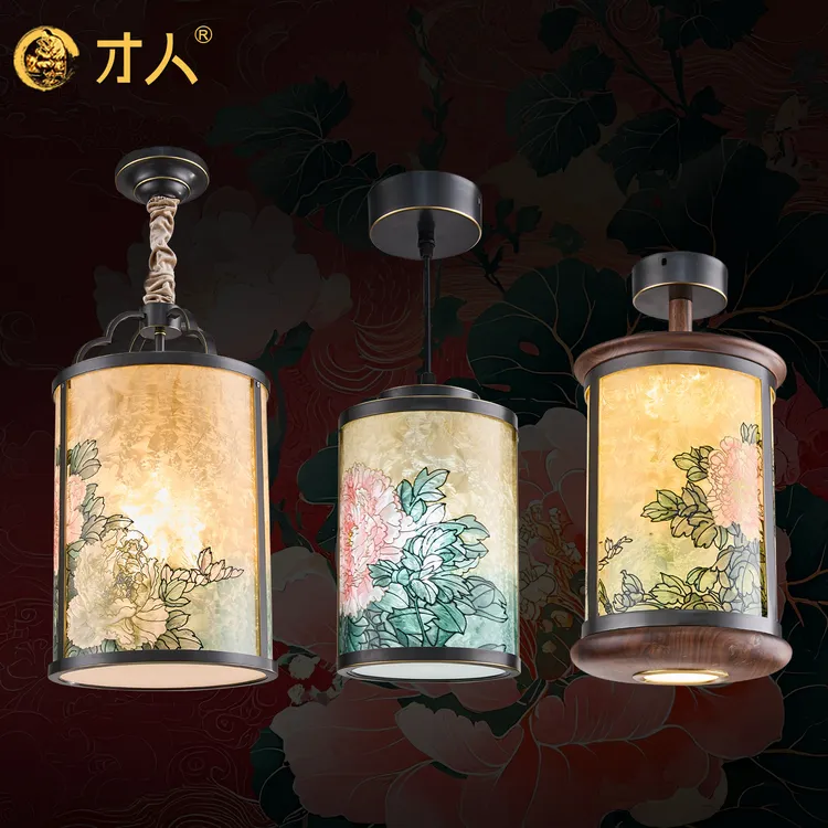 【富贵牡丹】中国风珐琅彩艺术吊灯 玄关过道阳台灯新中式吧台灯具