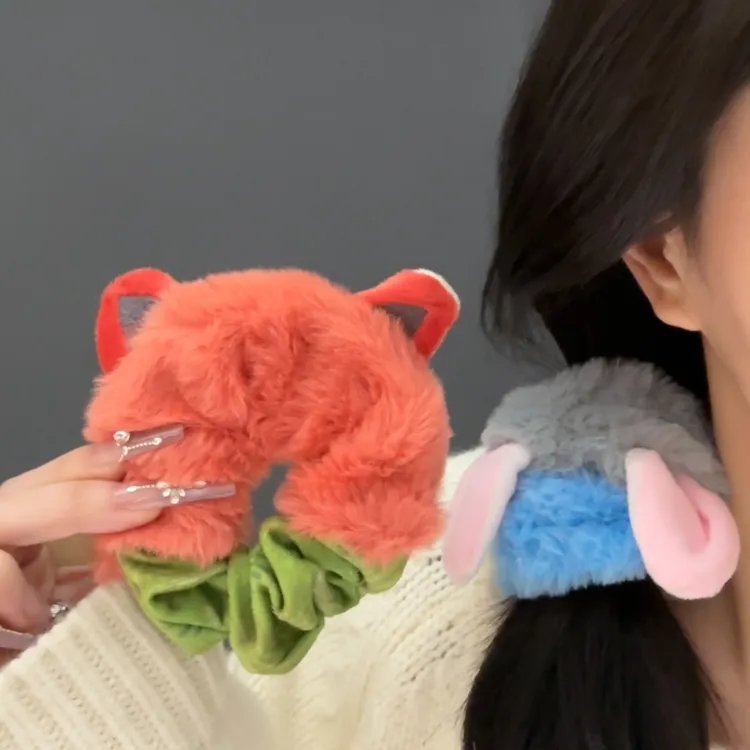 卡通疯狂动物城朱迪尼克毛绒发圈头绳可爱少女扎头皮筋马尾发饰