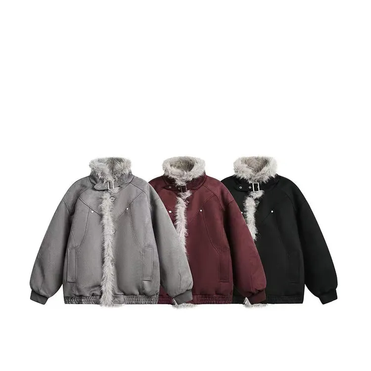 宋春江同款 新款复古座山雕棉衣男女短款cleanfit高级感毛领棉服