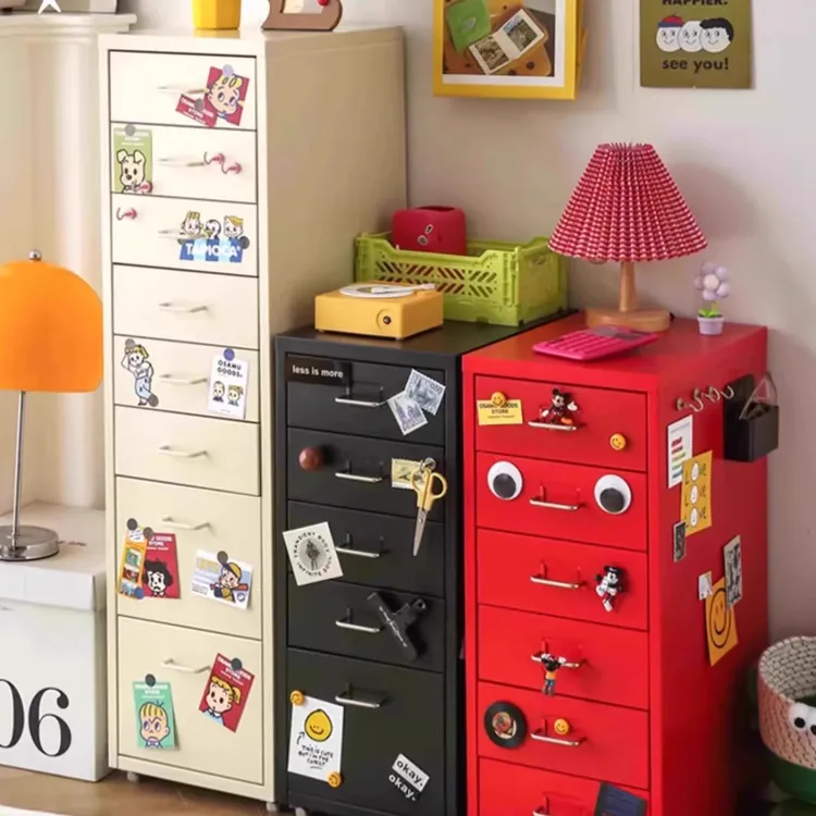 【新款破价】海尔默抽屉柜移动斗柜收纳柜铁艺桌下夹缝床头柜置物柜