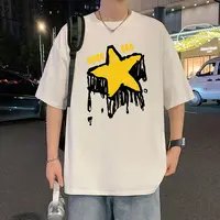 短袖T恤男夏季新款重磅纯棉宽松体恤港风男生圆领半袖上衣服