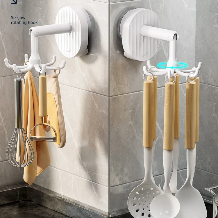 太力吸盘挂钩免打孔浴室厨房强力卫生间置物架家居挂钥匙旋转粘钩