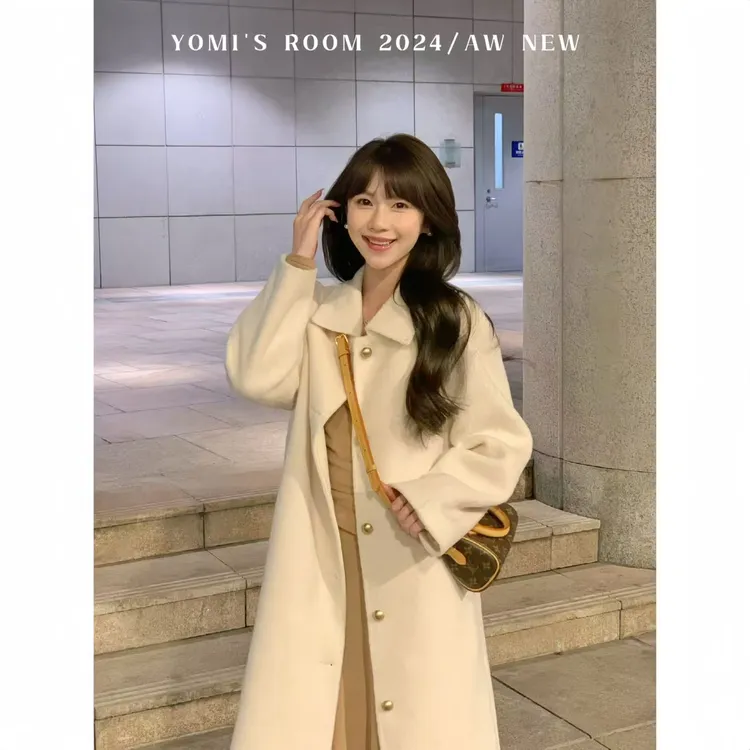 【现货】YOMI小个子定制【芬兰雪境】单排扣加厚高级感百搭毛呢外套