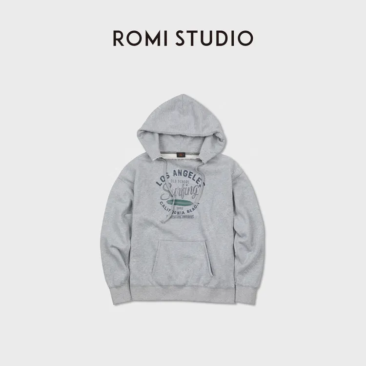 ROMI STUDIO“随性自在”全棉冲浪文化印花宽松连帽卫衣 RWCASU6544