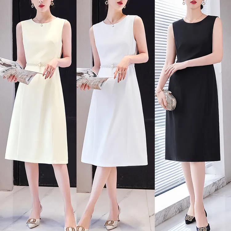 七谷娘女装连衣裙法式优雅修身显瘦爽滑打底背心连衣裙气质中长裙