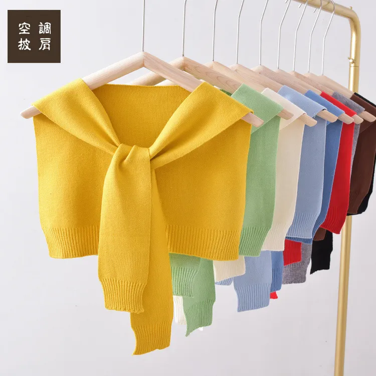 韩版春夏季纯色披肩女防晒外搭针织空调甜美时尚假领子小搭肩坎肩