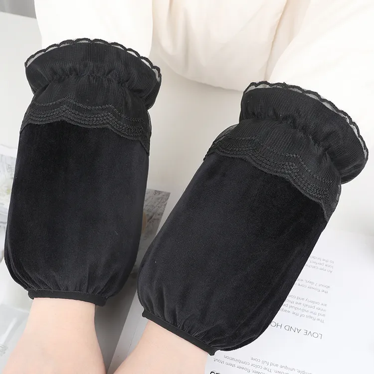 2025新款短款蕾丝袖套女款上班耐脏工作套袖羽绒服加肥加大护袖头