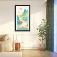 【进口棉布】爱阁十字绣青绿千里江山中式山水风景画客厅手工线绣