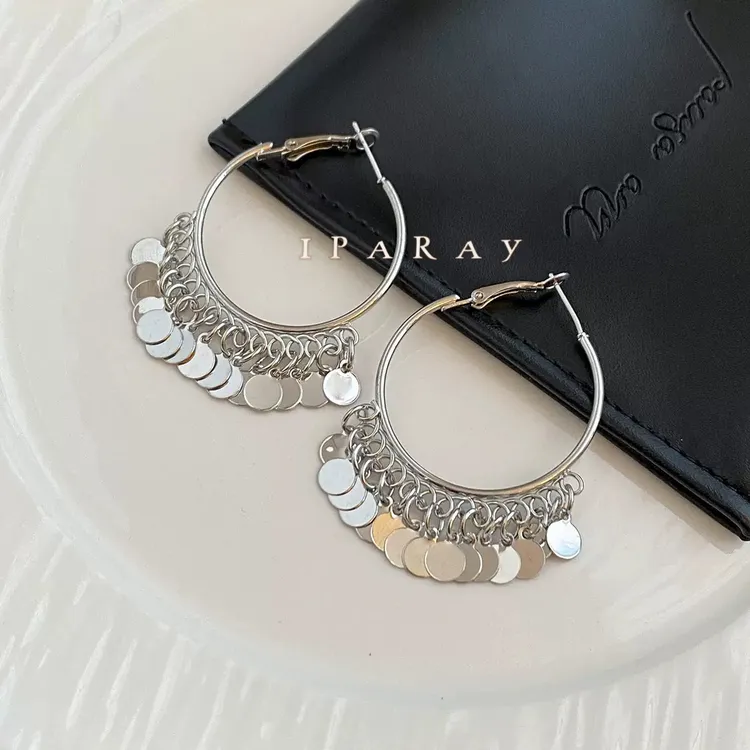 钛钢耳饰 伊帕尔阿依新款时尚百搭气质个性钛钢耳环 流苏轻奢