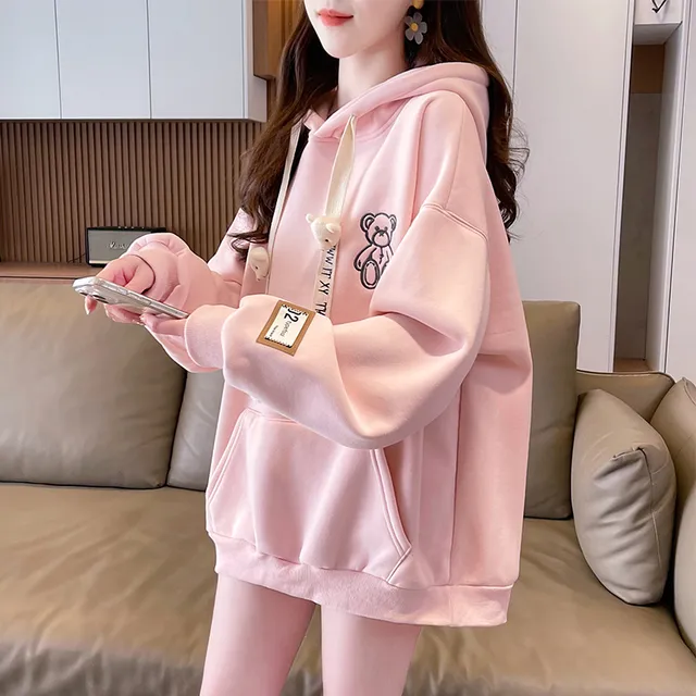卫衣女秋冬季韩版宽松大码女装设计感小众加绒加厚初中生洋气外套