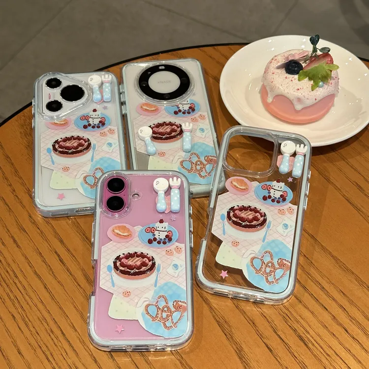 欧克里里野餐甜品猫咪立体叉子适用苹果16手机壳华为vivo小米oppo