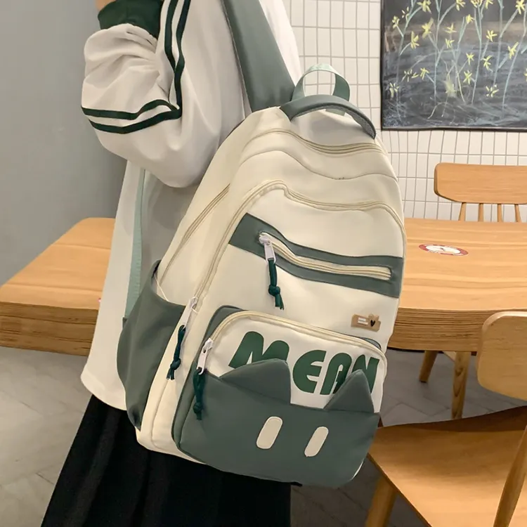 书包初中女生大容量森系撞色双肩包2025新款百搭大学生高中生背包