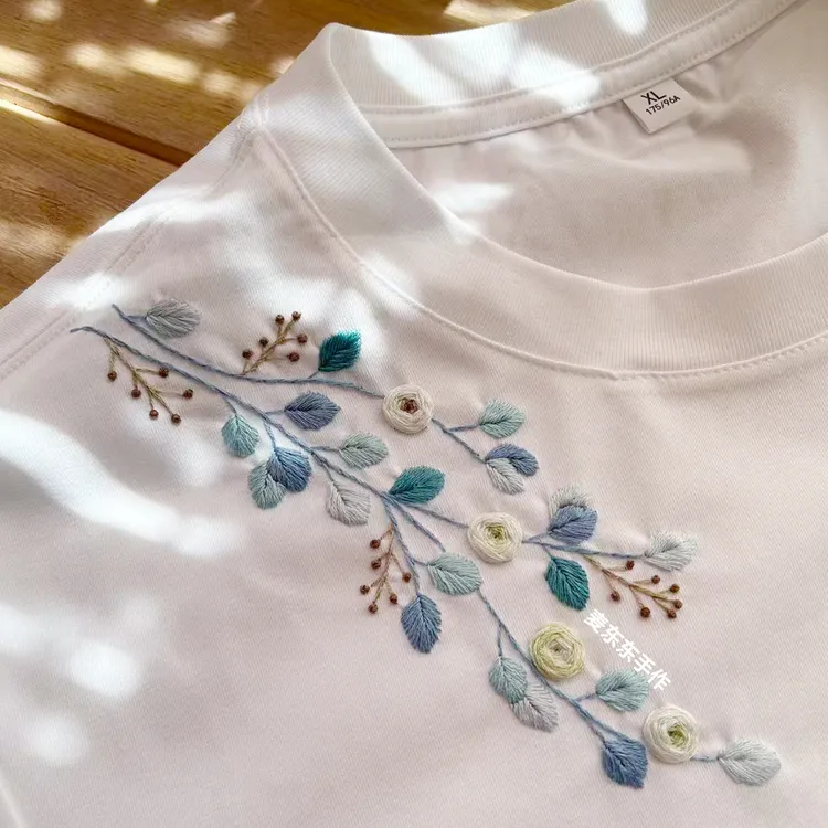 领花领口水溶贴纸DIY刺绣图样纸T恤刺绣水溶图领花材料包免画图