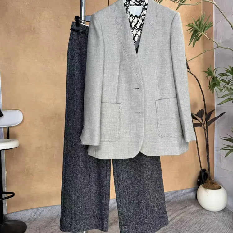 【定制款】手工拱针设计直身无领高级感休闲气质西装外套简约西服