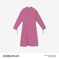 LIURUONAN 25SS 【莓果衬衫裙】气质圆领长袖宽松腰中长款连衣裙女