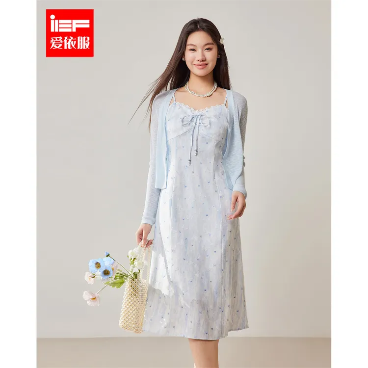 IEF/爱依服2025春夏新款大码女装法式气质感小清新碎花显瘦套裙