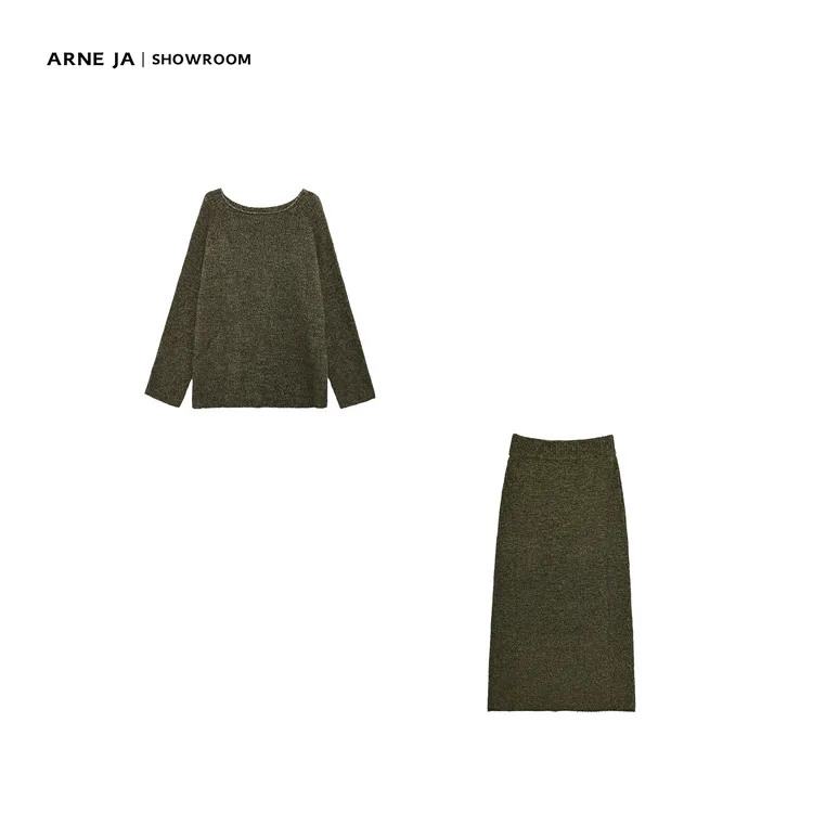 ARNE JA｜“织物之美” 高阶羊绒混织慵懒感半裙套装W6342507